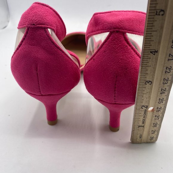 A NUYG pink pointy toe rhinestone kitten low heels pumps - Picture 6 of 11